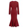 Women's Spring and Autumn V-neck Long-sleeved Slim Temperament Fishtail Dress Knitted Long Dress