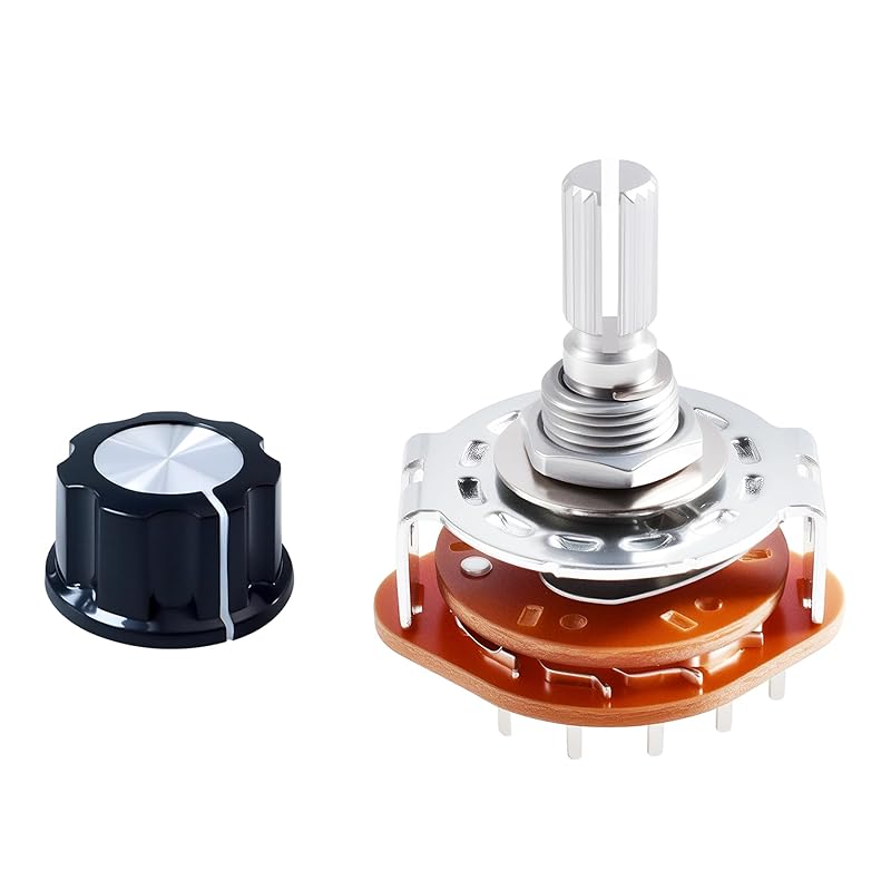 KCZ Rotary Band Switch 2P8T 2 Pole 8 Position Band Channel Rotary Selector Switches 2 Deck Waveband switches with Linear Knob for TV, Radio,