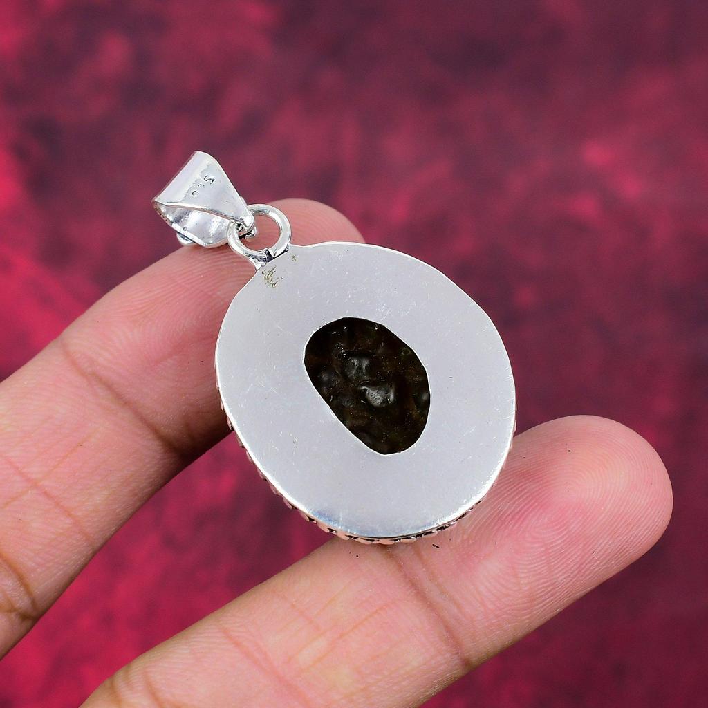 Moldavite Pendant, 925 Solid Sterling Silver Jewelry, Gemstone Pendant, Gift For Her Handmade Dainty Jewelry