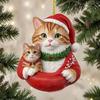 Yousheng Рождественский кулон 2D акриловый кот в рождественской шапке шарм подвеска для автомобиля украшение для создания праздничной атмосферы