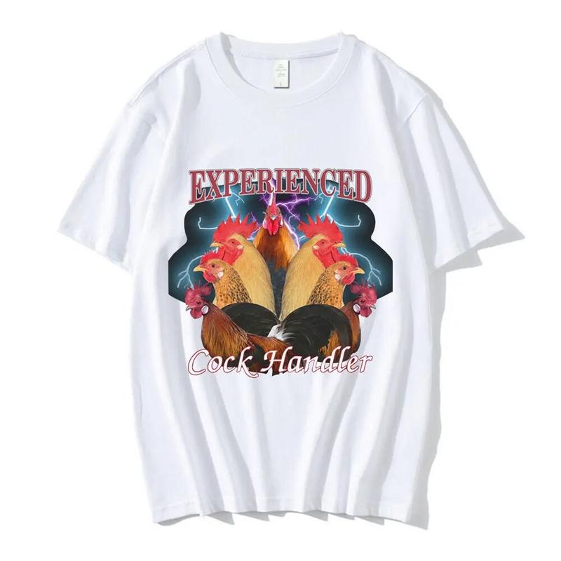 Funny Professional Handler Chicken and Rooster Graphic T Shirt Unisexs Casual Cotton Oversized Tshirts Haruku Streetwear