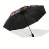 Disney Princess,Tiana Fashion Manual Folding Umbrella - Reinforced Eight Ribs, Automatic Opening and Closing, Lightweight, Ssuitable For All