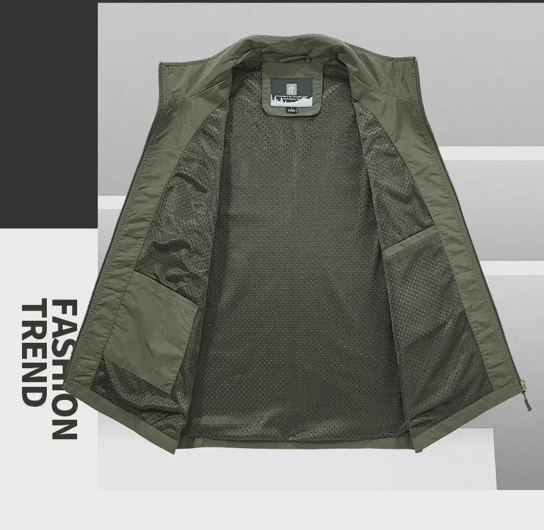 Быстросохнущий жилет для рыбалки без рукавов, большой размер, легкий жилет для активного отдыха с несколькими карманами