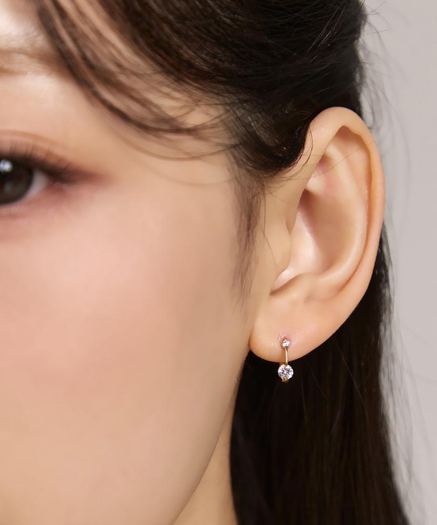 Золотые серьги-кольца Goldndear 14KGF Двойные Мини с Кубическим Цирконием, Застежка-Защелка