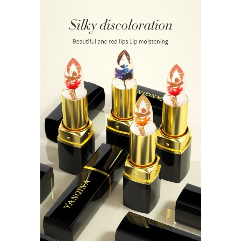 Помада-цветок прозрачная желеобразная меняющая цвет помада с золотой фольгой теплая меняющая цвет помада нелипкая чашка нескатывающийся блеск для губ