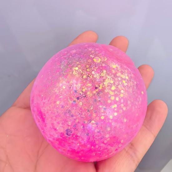 1/4Pcs Glitter Stress Relief Ball Toy Transparent Multicolor Squeeze Sugar Ball Portable Travel Home Office Anxiety Relieving Fidget Ball