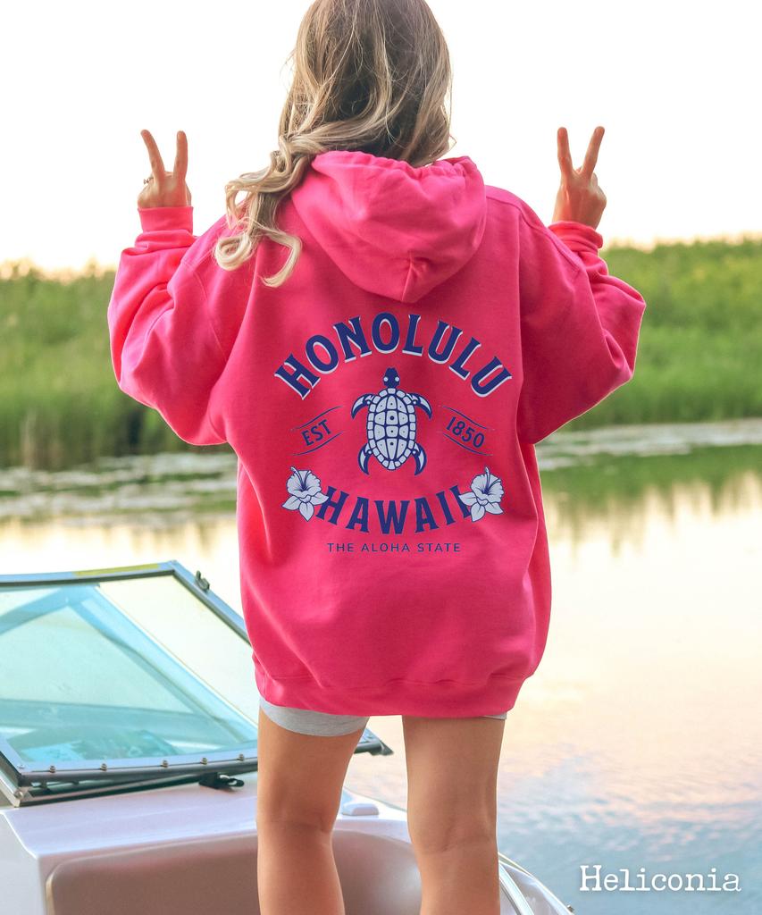 Толстовка с капюшоном Hawaiian Hibiscus Flower Honlulu, женская пляжная рубашка для отдыха на весну и осень, повседневный свитер с принтом черепахи