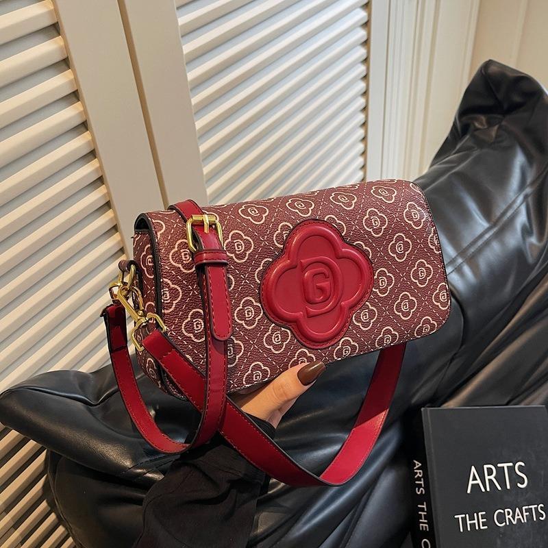 Premium Retro Printed Small Square Bag Women's New Versatile Niche Underarm Bag Single Shoulder Messenger Bag