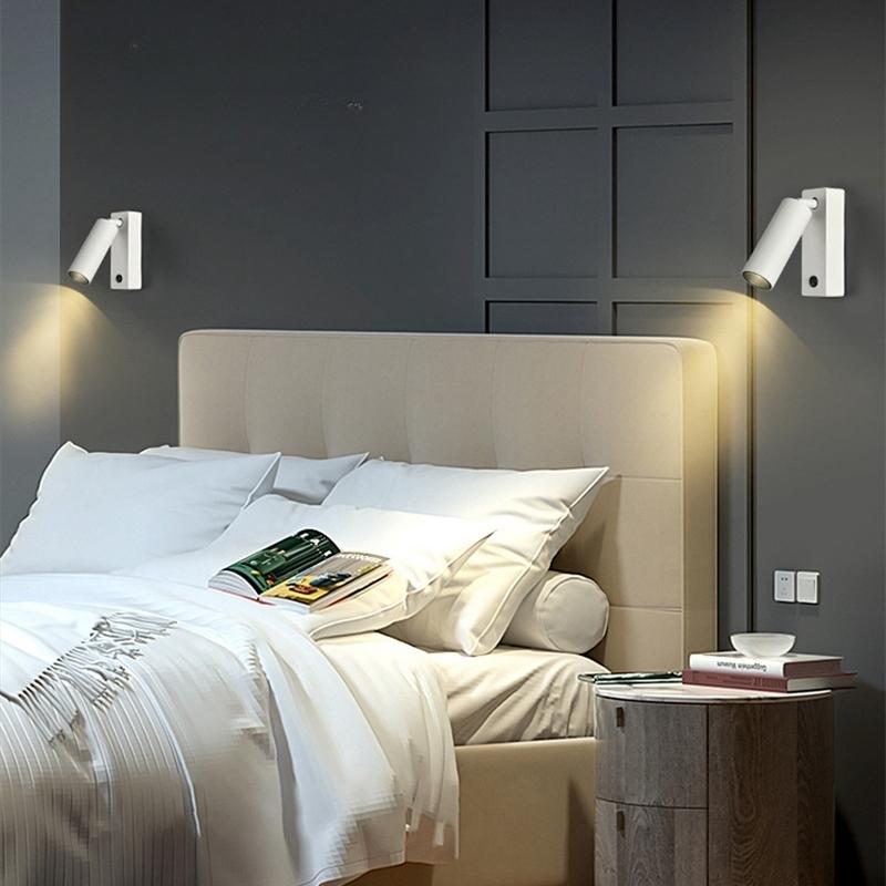 3W Nordic LED Wall Light With Switch Foldable Rotation Hotel Sconce Bedside Bedroom Reading Hallway Indoor Wall Lighting Fixture