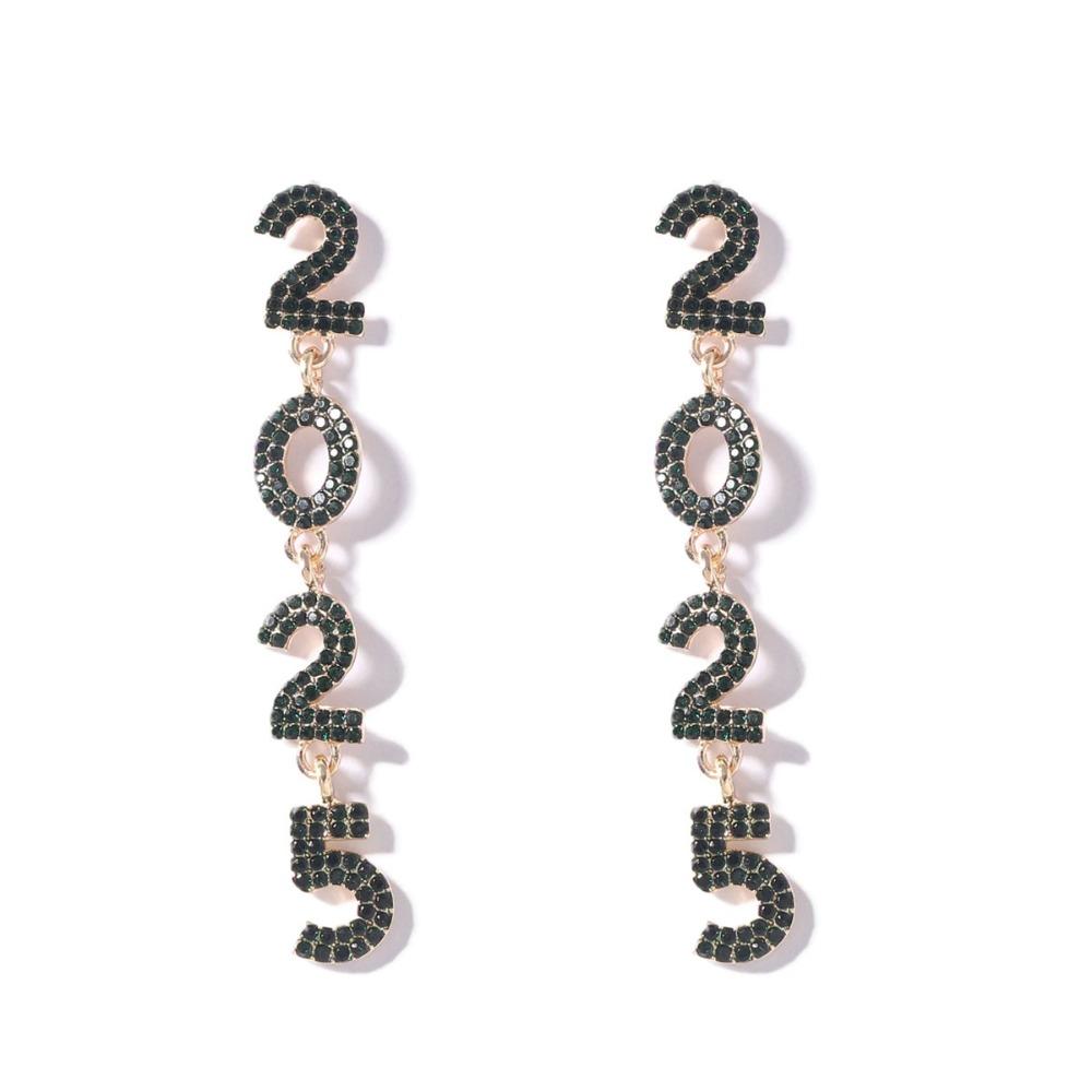 Aesthetic 2025 New Year Stud Earrings Jewelry Crystal Party Earrings  New Year