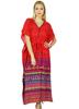 Women Long Rayon Kaftan Maxi Coverup Red Caftan Kimono Sleeve