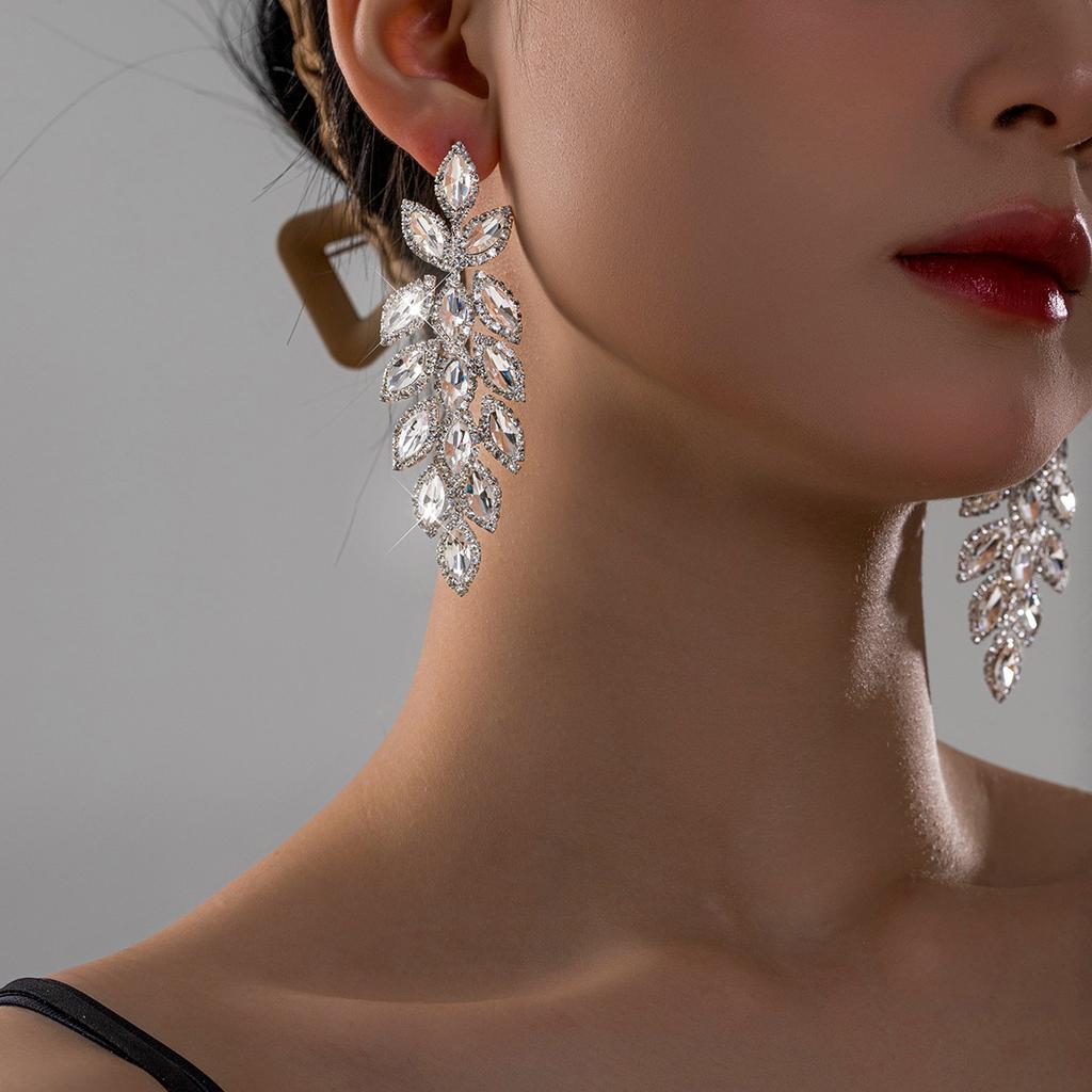 Exaggerated Large Earrings for Women, Women's Long Style, Temperament with Diamonds, Personality, Plus Size, Fashionable and Simple