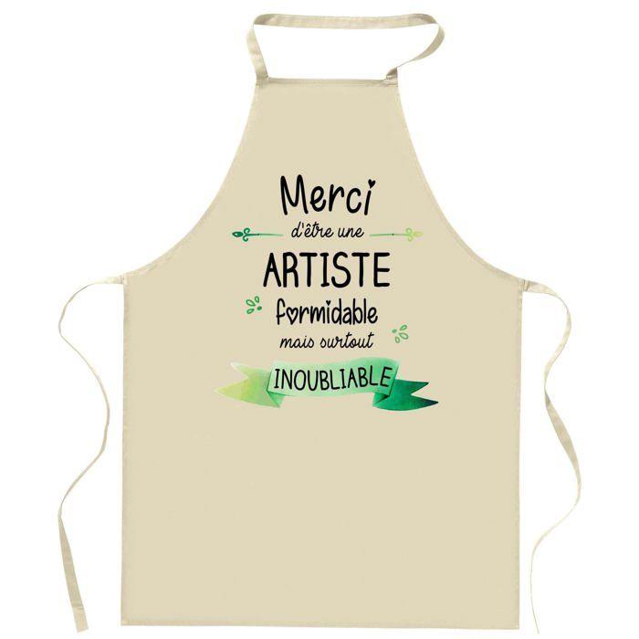 Planetee Tablier de cuisine Artiste Merci Inoubliable Femme | Cadeau Original Humour pour Cuisinière Vêtement Blouse de protection