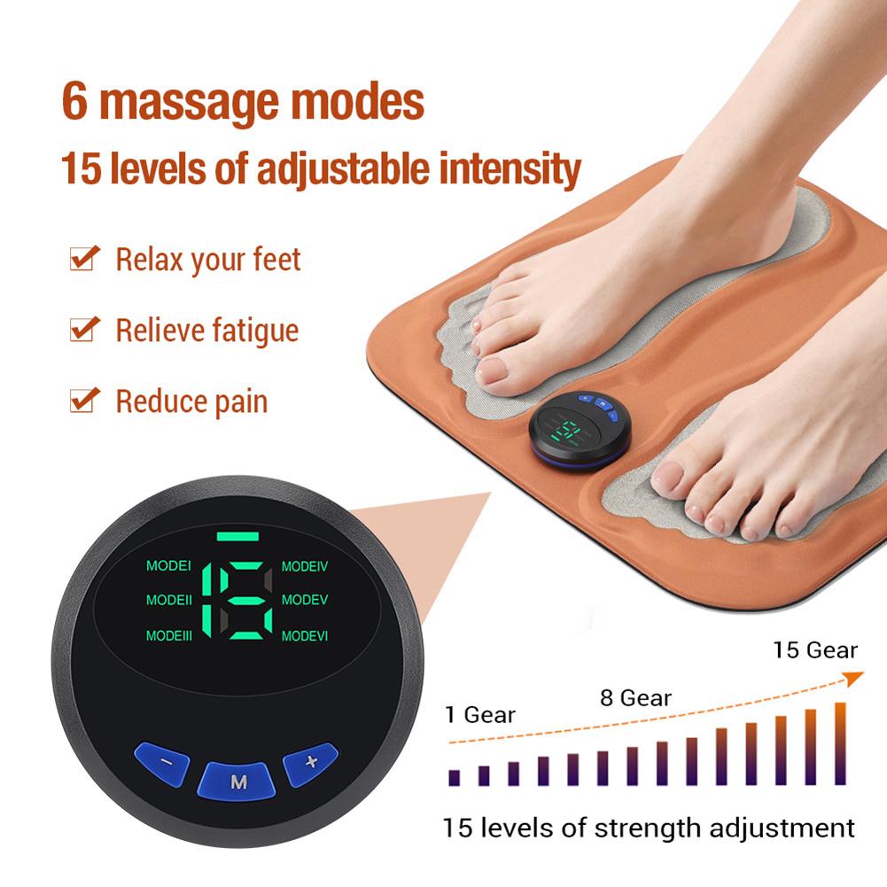 3D Smart Feet Massage Pad,6 Mode 15 Levels Ems-Foot Massager Circulation Boosters,For Tired Feet