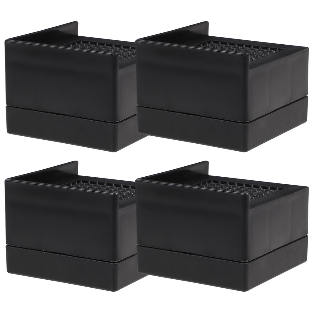 4 Pcs Black Rubber Furniture Floor Mat Bed Riser Anti Slip Feet Heavy Duty Sofa Couch Heightening Frame Lifts Table Leg