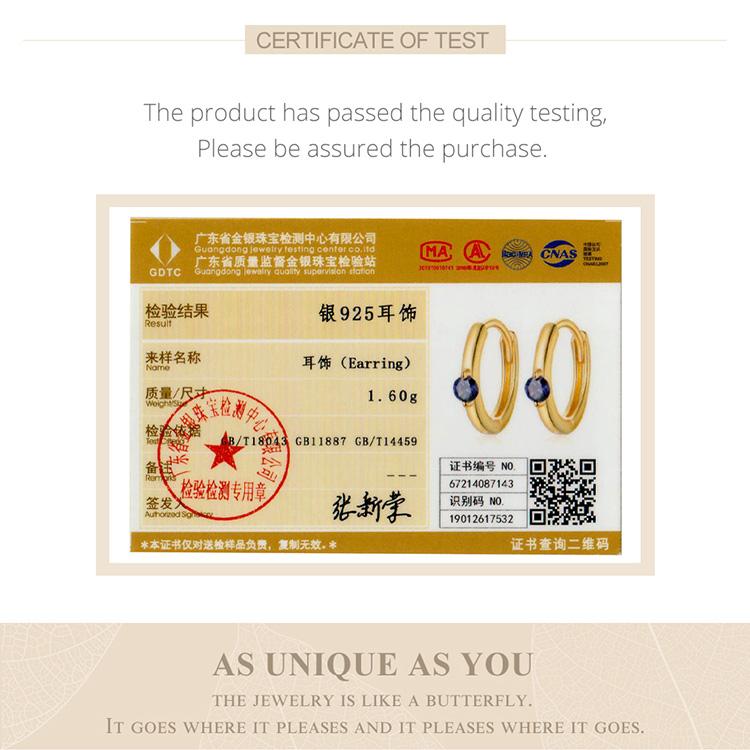 Bisaer 925 Sterling Silver Hypoallergenic Earrings Colorful Cubic Zirconia Women Ear Buckles