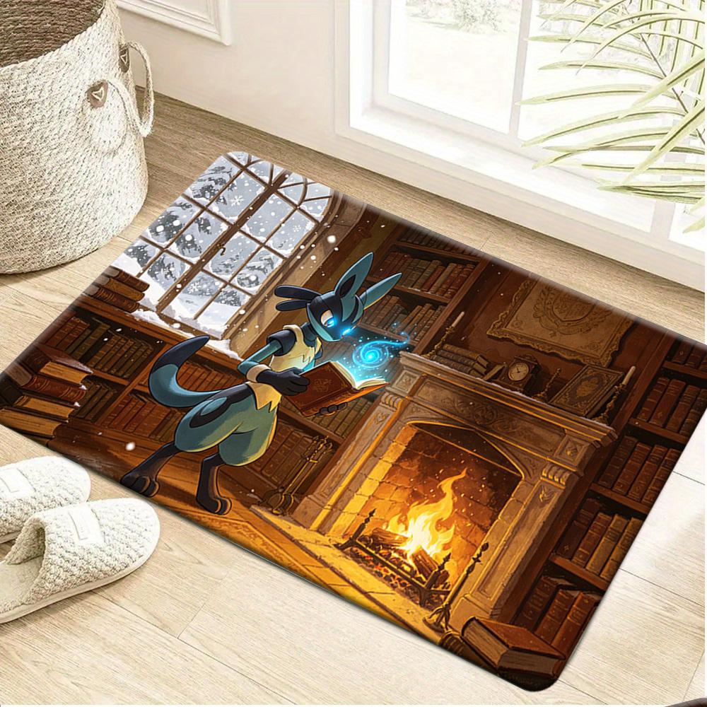 Lucario & Pikachu Winter Campfire Print Non-Slip Floor Mat Doormat
