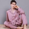 2024 Couple's Long Sleeve Pajama Set - Men's and Women's Imitation Silk for Spring and Autumn.