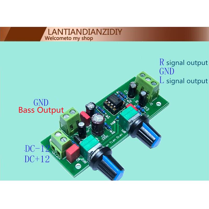 Плата фильтра нижних частот с одним питанием, плата предусилителя сабвуфера, 2,1 канала, постоянный ток 10-30 В