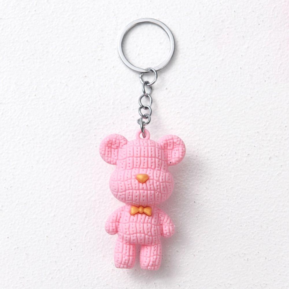 Backpack Charm Wool Bear Shape Key Rings Pendant Soft Color Bear Keychains   Backpack Decoration