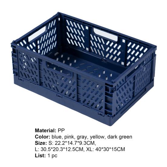 Storage Basket Folding Large Capacity Load Bearing Collapsible Plastic Storage Crate Box for Kitchen