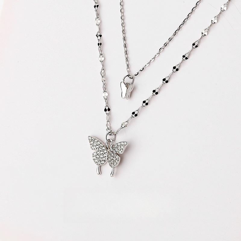 Милое нишевое двухслойное ожерелье с бабочкой, японский и корейский темперамент, легкая роскошная высококачественная супер фея, подвеска на ключицу