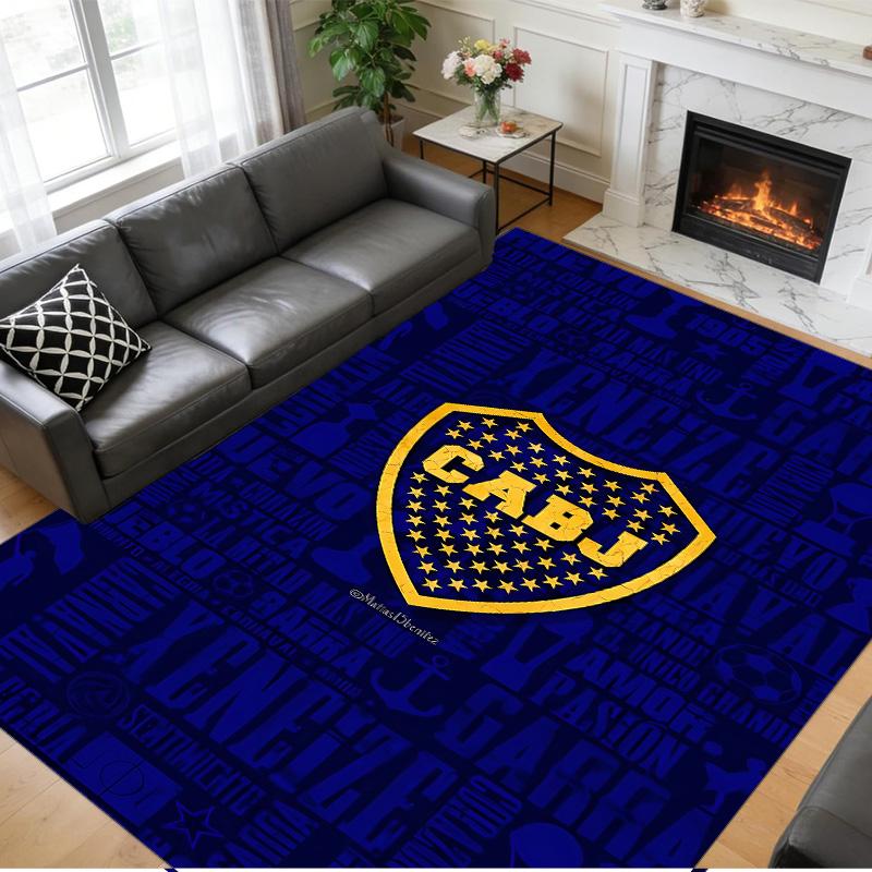 Anti‑Slip Crystal Velvet Floor Rug, Boca Juniors Design Carpet for Indoor Living Bedroom Home Decoration