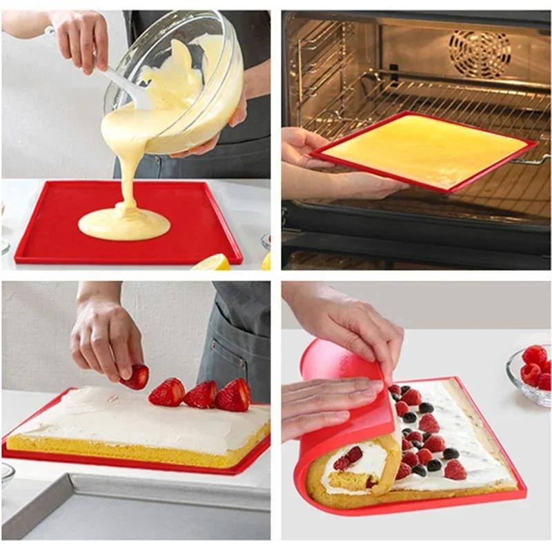 Силиконовый коврик для выпечки, коврик для швейцарских рулетов, антипригарный силиконовый коврик для духовки, противень для пиццы, формы для выпечки хлеба, тортов, кондитерских изделий, аксессуары для выпечки