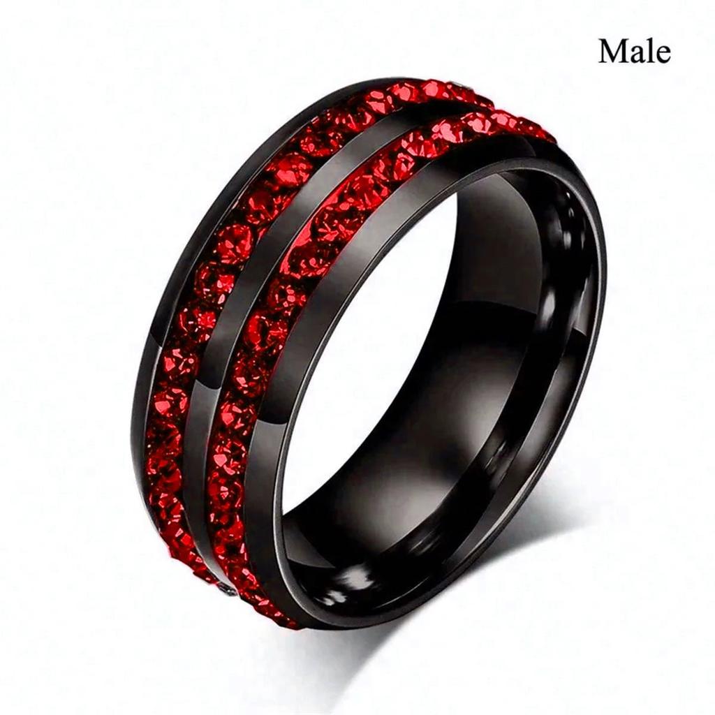 Fashion Couple Rings Romantic Green Rhinestones CZ Women Rings Set Trendy Men Stainless Steel Zirconia Ring Wedding Band Jewelry