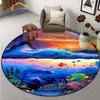 Океанические дельфины ковер 3D морской организм круглый противоскользящий коврик для спальни напольное компьютерное кресло украшение дома