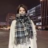 Высококачественный клетчатый шарф в корейском стиле: Теплая, Утолщенная Шаль, Похожая на Кашемир, для Студентов и Пар