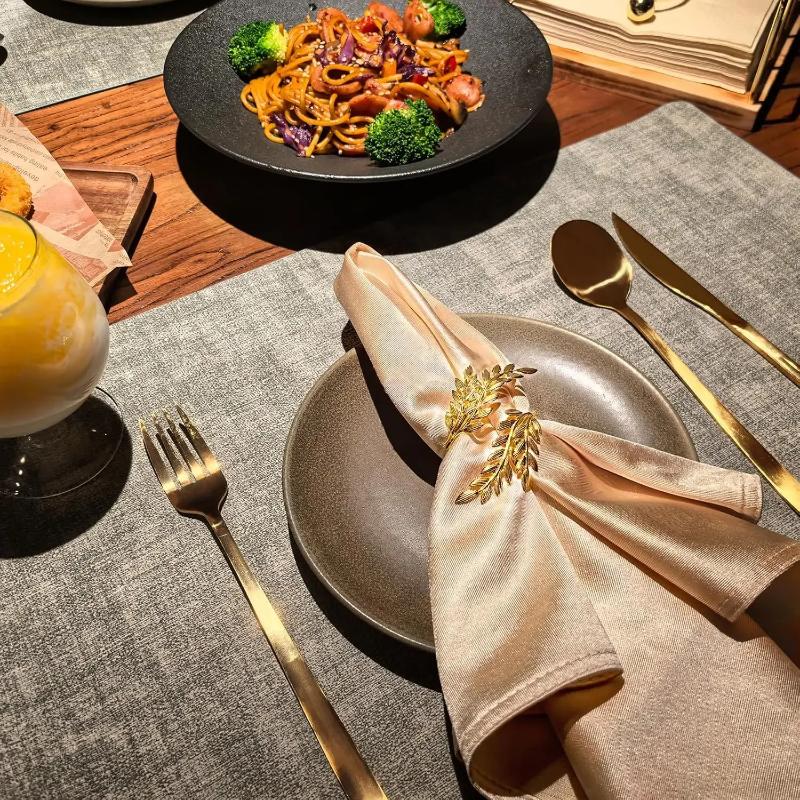 Stylish Gold Wheat Metal Leaf Napkin Rings Enhance Your Harvest Table Decor