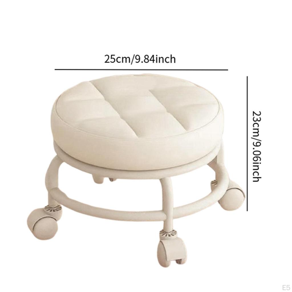 Low Roller Seat Rolling Stool Modern Sturdy PU Leather with Swivel Caster for Garage Porch