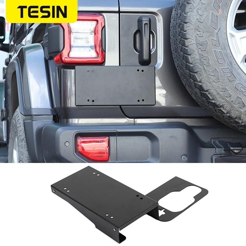 TESIN Car Tailgate Door Grab Handle License Plate Holder Bracket for Jeep Wrangler JL 2018- Car Exterior Accessories
