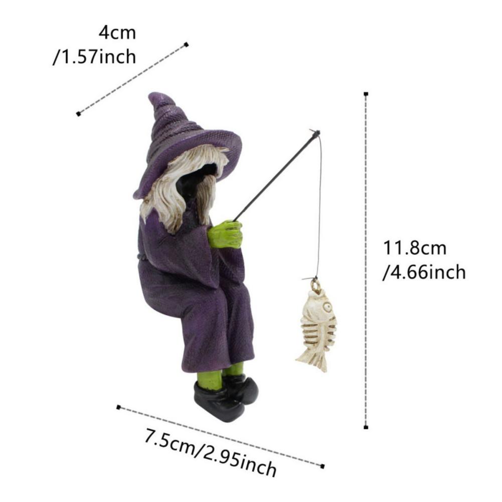 Halloween Witch Fishing Resin Crafts Ornaments