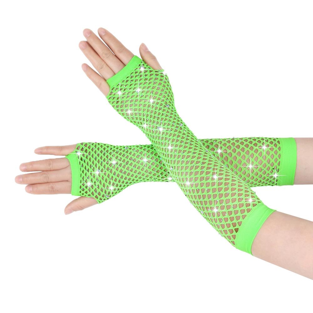 Перчатки с бриллиантами для вечеринок, рыболовная сеть, эластичные сетчатые перчатки, ретро-ночной клуб, сексуальные, горячие, длинные перчатки с бриллиантами