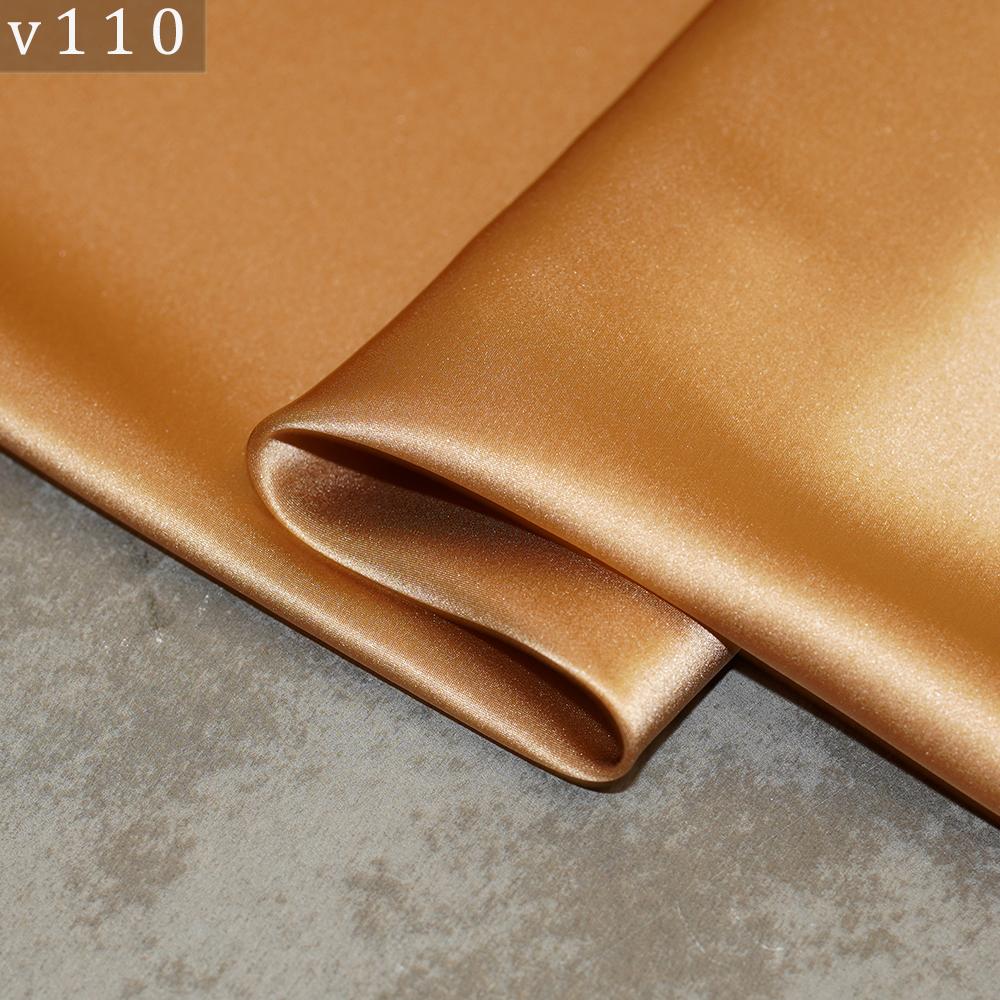 HYSK Natural Genuine Pure 100% Silk Crepe Satin Fabric Silk China Duchess Plain Brown by Meter for Dress Bedding Wedding