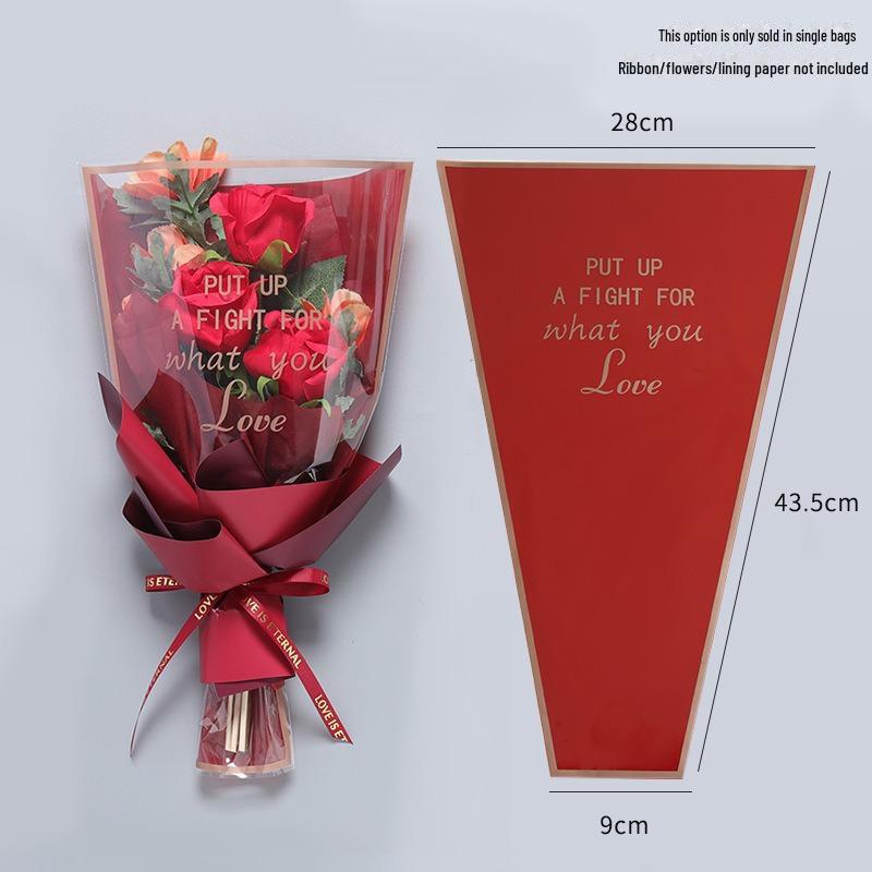 Valentine's Day Transparent Waterproof Flower Bag for Single Bouquet
