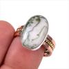 Двухцветное кольцо из чистого серебра 925 пробы с натуральным дендритовым опалом S.8.5 b5V41