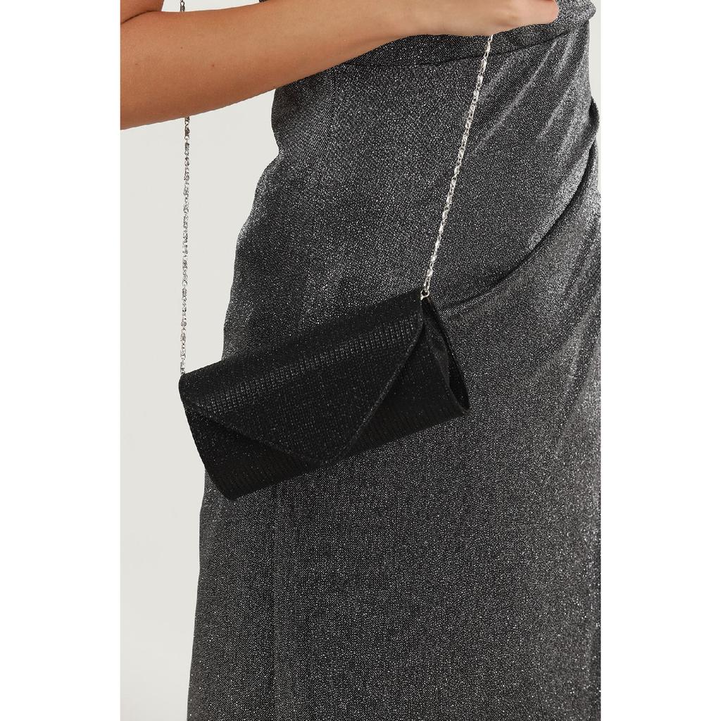 Silver Striped Bream Evening Dress Bag Portfolio Clutch Bag