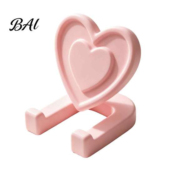 Girly Room Decor Accessories Minimalist Heart Shaped Phone Tablet Stand, 3D Printed Cute Desktop Holder, DIY Painted Support Blank Decorative