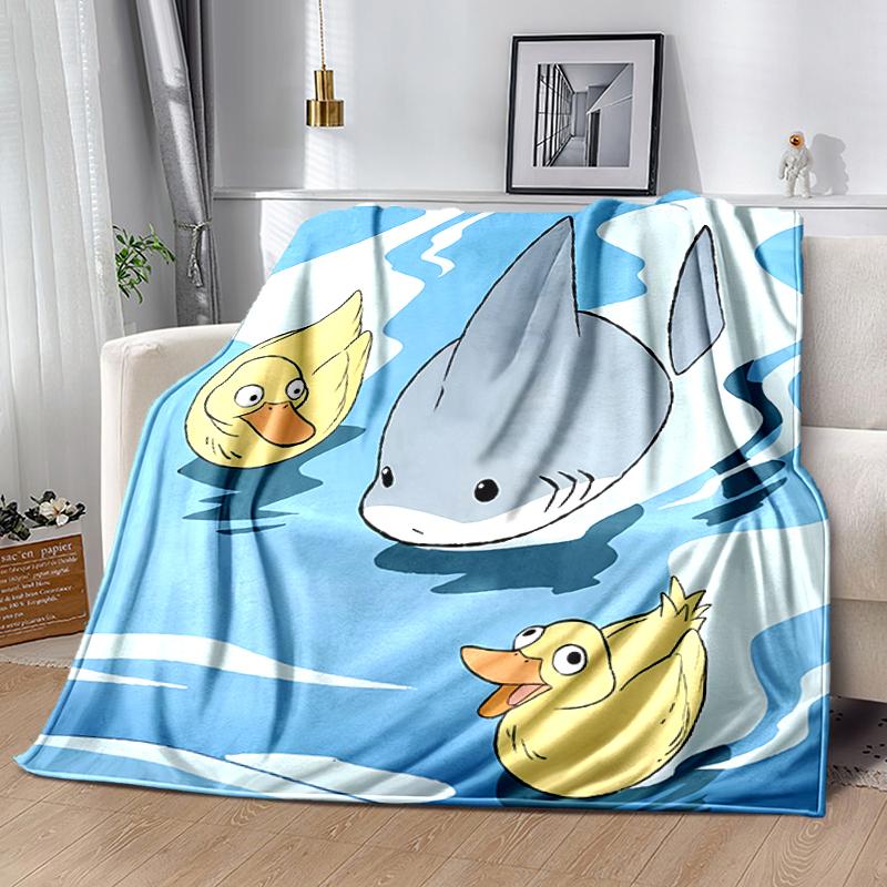 1pc Blanket Jeff the Land Shark1 Print Design, Lightweight Blanket for Sofa, Bed- Soft &Warm, Gift for All Seasons like Christmas, Halloween
