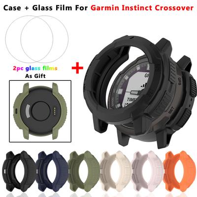 Чехол 2-в-1 + Пленка из закаленного стекла для Garmin Instinct Crossover TPU PC Защитная пленка для экрана и бампер Защитные чехлы
