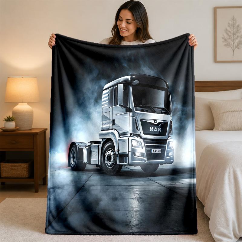 MAN Print Flannel Blanket Cozy Warm Plush Throw Blanket For Bed Sofa Couch Indoor Household Use