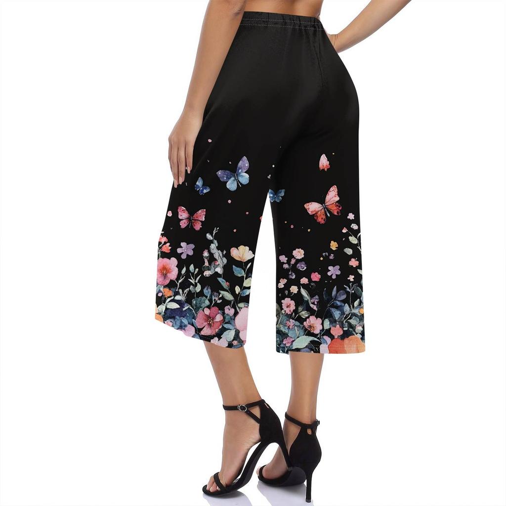 Женские повседневные брюки с принтом и высокой талией, тренировочные брюки, брюки 3/4