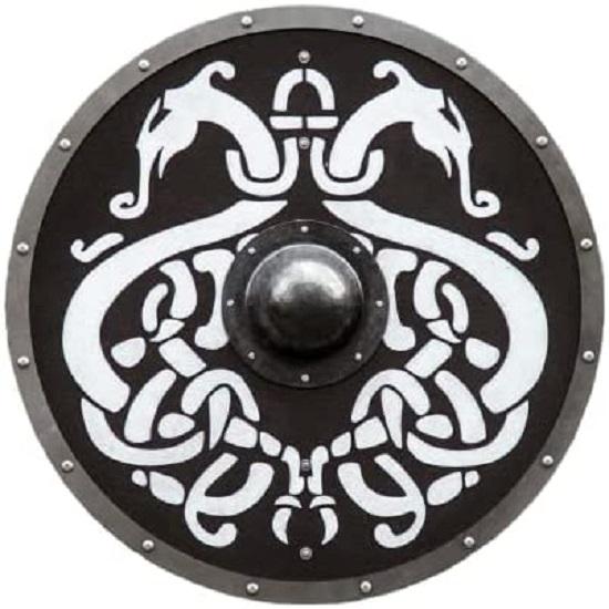 Steel and Wood Viking Round Shield Armor Templar Shield Gift Black