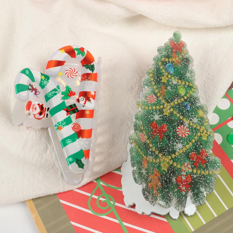 Shining Girl Christmas Hair Clips: Gingerbread Man, Christmas Tree, & Candy Cane Claw Clips.