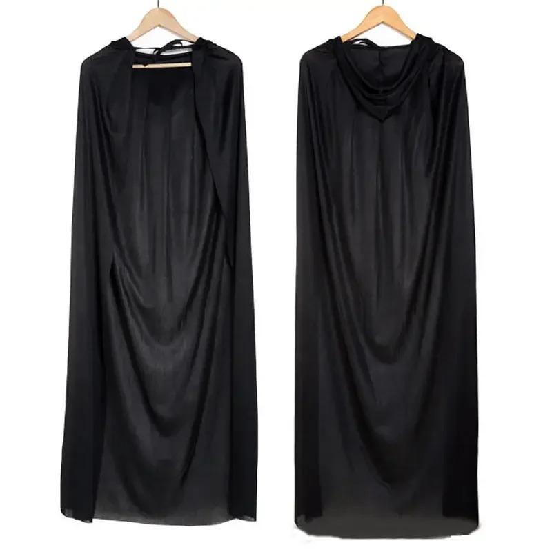 Calssic 2026 New Hooded Cloak Wicca Robe Medieval Witchcraft Cape Party Costume Dress (Size: 165-170cm Color: Black)