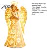 Warm Glow Bedside Lamp Praying Angel Night Light, Resin Decorative Figurine with LED Lights Guardian Home Decor for Decor, Tabletop Ornament Christmas