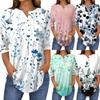 Рубашки с рукавом 3/4 для женщин, модные, повседневные, с круглым вырезом, с принтом, футболка, топ